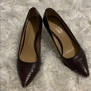 Faux crocodile leather heels